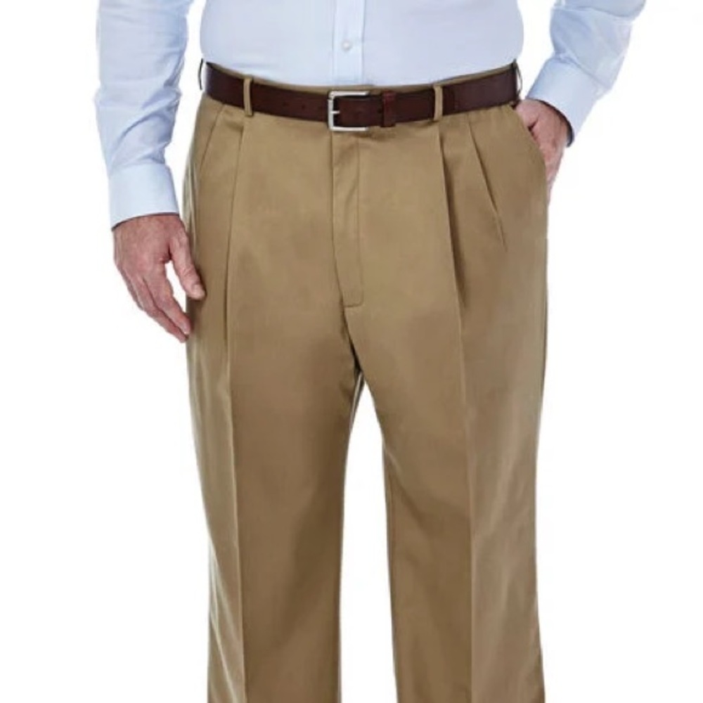 Ralph Lauren Pleated Dark Tan Cotton  Khaki Pants 44x29 NWT